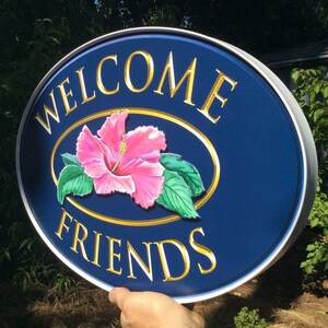 WELCOME FRIENDS Framed Oval Sign - Etsy