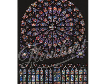 Notre Dame Cathedral, Paris - South facing stained glass rose window poster