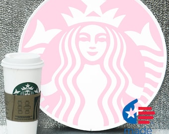 Starbucks pink siren, as a framed round poster