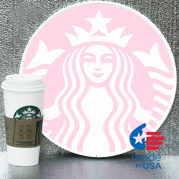 Starbucks pink siren, as a framed round poster