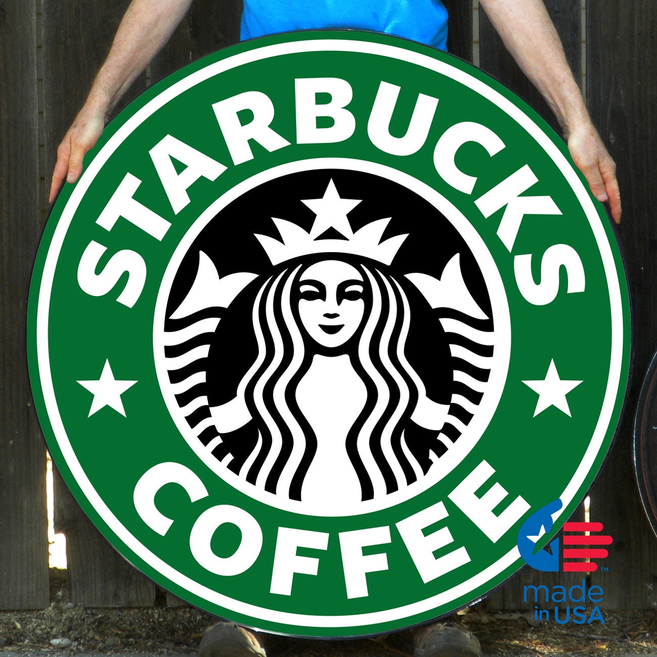 Starbucks 看板 緑色 SBUX Green/black Siren Logo, as a Framed Round Poster - Etsy