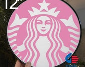 SB pink siren framed round poster sign