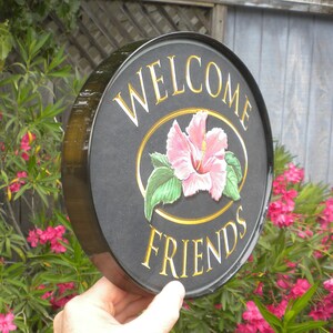 WELCOME FRIENDS Framed Oval Sign - Etsy