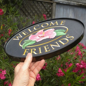 WELCOME FRIENDS Framed Oval Sign - Etsy