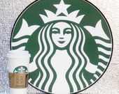 STARBUCKS green logo framed round poster