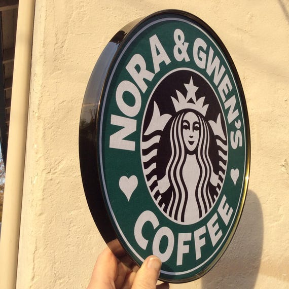 Starbucks 看板 緑色 STARBUCKS Green Logo, as a Framed Round Poster - Etsy