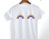 Rainbow Shirt - Rainbow boob Shirt - Colorful Shirt - funny bikini Clothing Women Unisex