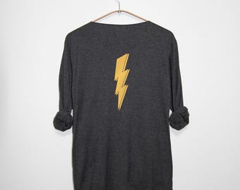 Bliksemschicht Shirt Bliksemafbeelding Shirt achterkant bedrukt shirt V-hals Shirts met lange mouwen Kleding Unisex