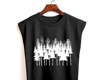 Pine Tree-top met grafische print: cropped mouwloos shirt