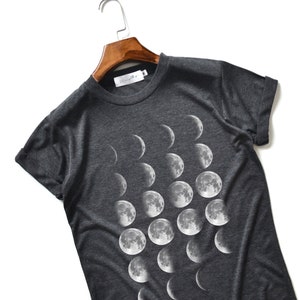 Moon Phase T-Shirts Moon T-Shirt Full Moon Top High Quality Super Soft Unisex Dark gray