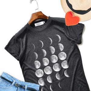 Moon Phase T-Shirts Moon T-Shirt Full Moon Top High Quality Super Soft Unisex