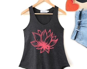 Lotus Shirt Lotus flower Tank Top Vintage tank top clothing Tank Top Womens