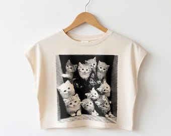 Meow meow cats Regata Musculosa: Camiseta Cropped Sem Mangas