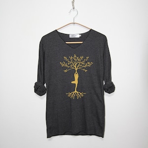 Yoga graphic Shirt Yoga printed Shirt V neck Long Sleeve Shirts Clothing Unisex