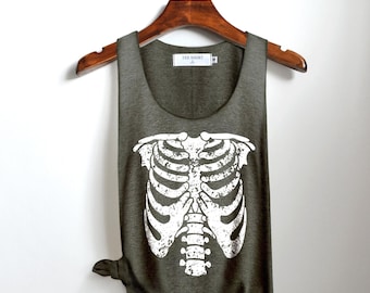 Camiseta sin mangas con estampado de esqueleto: Ropa de mujer para Halloween