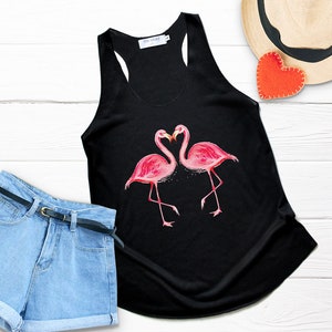 Flamingo Graphic Tank Top: Women&#39;s Silk Screened Clothing