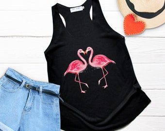 Flamingo Graphic Tank Top: Women&#39;s Silk Screened Clothing