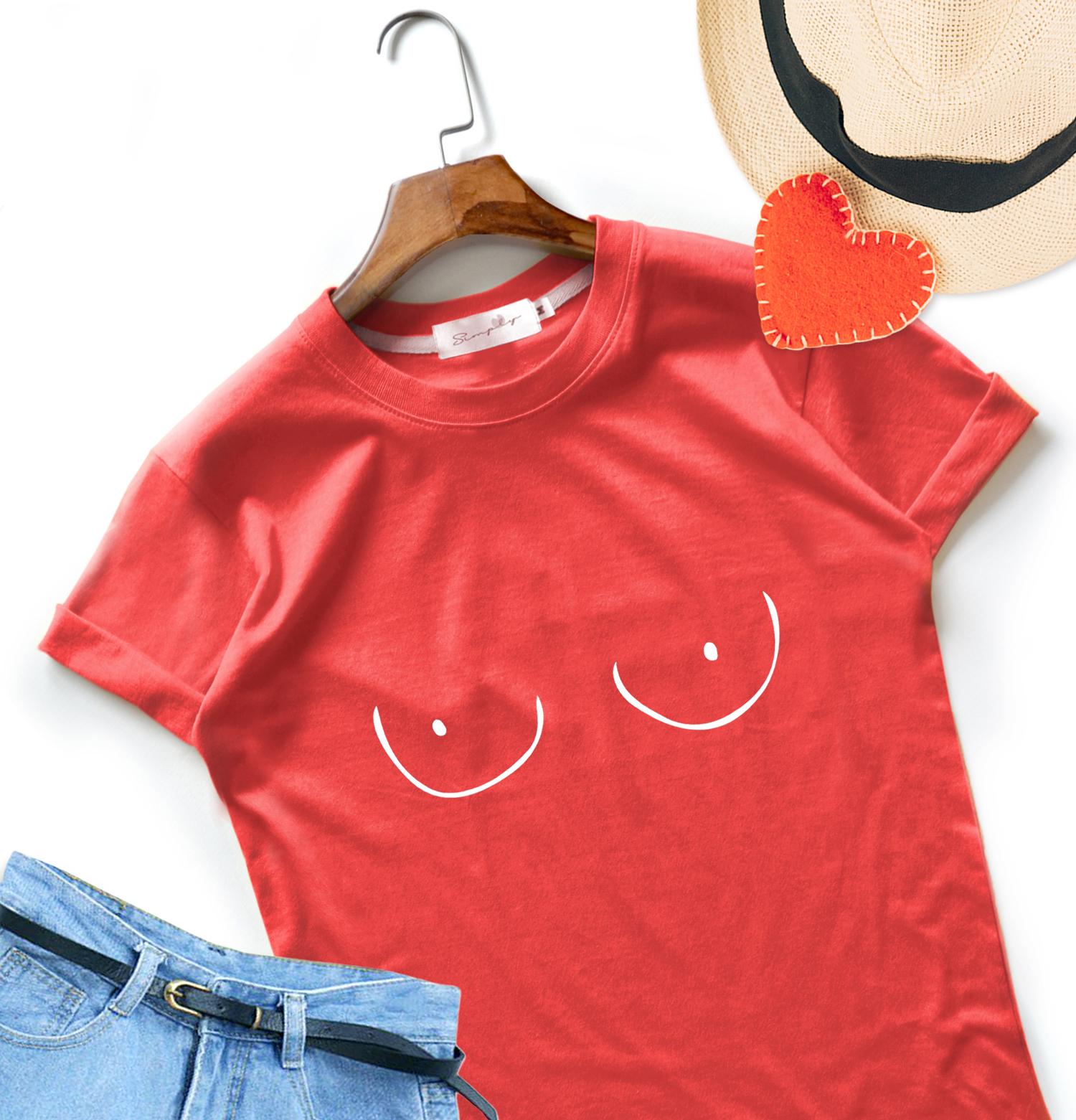 boob boobs Shirt boob T-shirts Hipster Shirts Kleding Dames Unisex Wit / Grijs SML XL