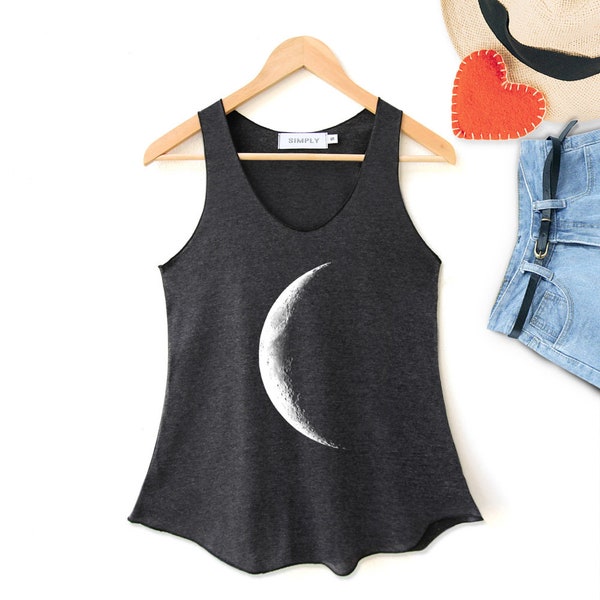 Half Moon Shirt Moon Tank Top Full Moon T-Shirt Clothing Tank Top Womens