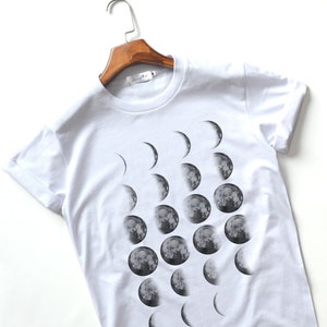 Moon Phase T-Shirts Moon T-Shirt Full Moon Top High Quality Super Soft Unisex White