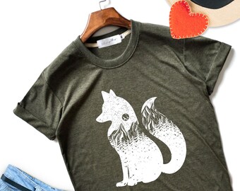 Fox and Mountains Shirt: Unisex Soft Tee