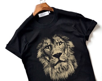 Lion face graphic shirt Lion shirt animals Shirt Funny Shirts Clothing Women Unisex