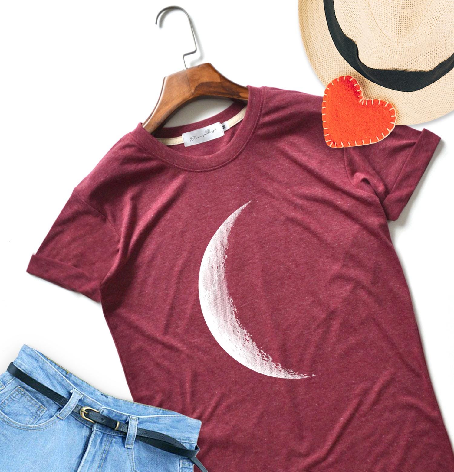Half Moon T-shirt: Unisex Soft Moon Top - Etsy