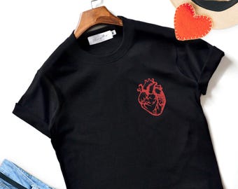Camiseta de corazón anatómico: camiseta unisex Love, tela suave
