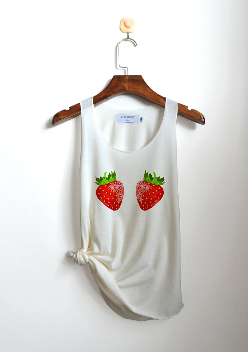 Strawberry Shirt  Strawberry boob Tank Top  boob boobs Tank image 0