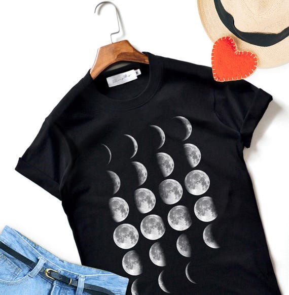Moon Phase T-shirts Moon T-shirt Full Moon Top High Quality