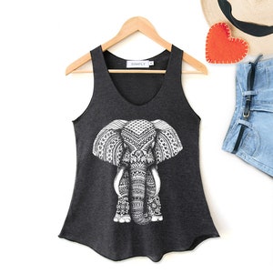 Elephant Zentangle Tank Top animals Shirt graphic Tank Top Clothing Tank Top Womens