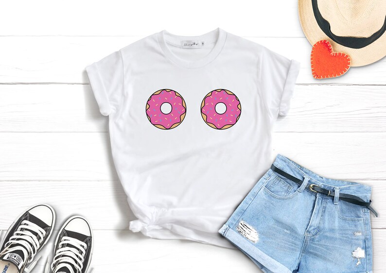 Doughnut Shirt doughnut boob Shirt boob boobs Shirt Donut Clothing Women Unisex image 1