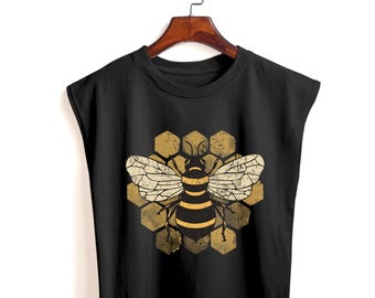Bees Shirt Honeycomb Muscle tank muscle cropped tank sleeveless shirt women