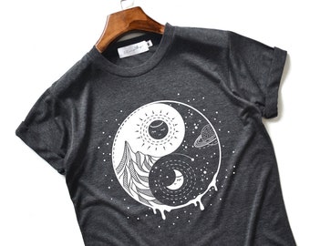 Yin yang Shirt - yin yang mountains Shirt - sun and moon Shirt - Adventure Clothing Women Unisex