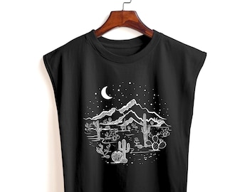 Desert Shirt Desert graphic Muscle tank muscle cropped tank sleeveless shirt women
