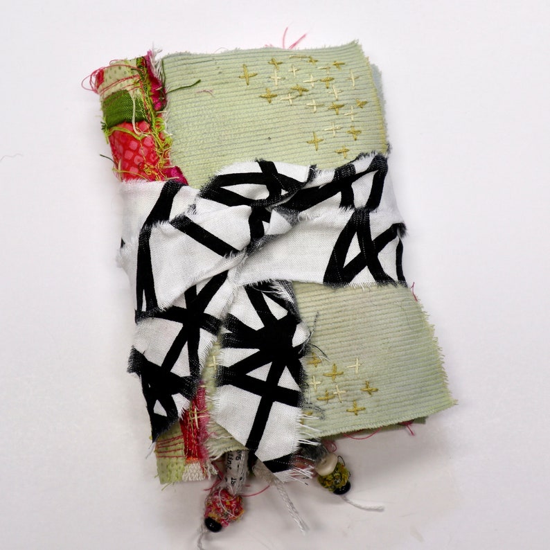 Handmade Green and Pink Art Journal #3, Junk Journal, Mixed Medi