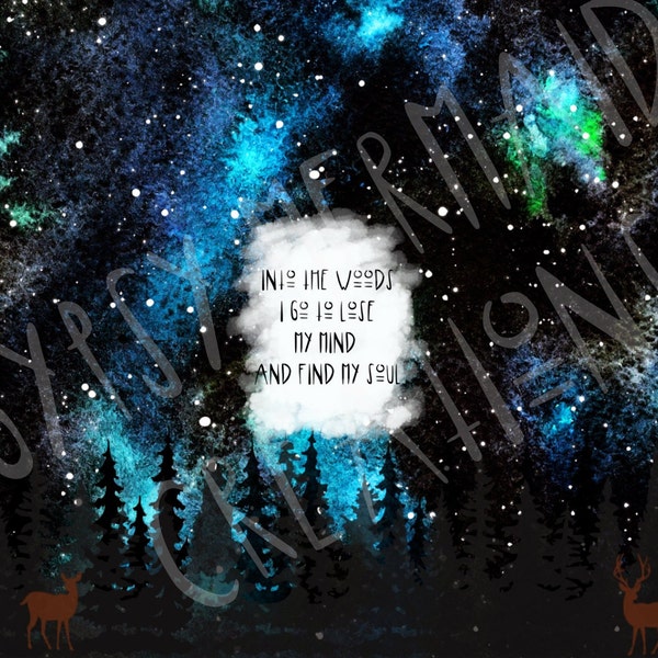 Nothern Lights Tumbler Wrap | Into the Woods I go Tumbler Wrap | Sublimation Tumbler Wrap | Sublimation Wrap | Northern Lights PNG