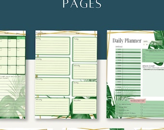 Tropical Digital Planner Bundle | Monthly, Weekly & Daily Printable PDF Planners | Undated Greenery Organizer | Instant Download