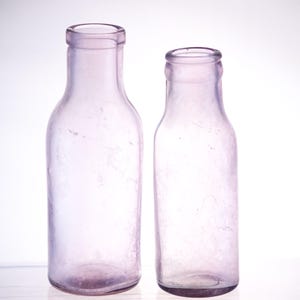 Antique Pre 1915 Purple Manganese/Amethyst Glass pickling Bottles/Jars. Vase/Display/Colored Glass/Collection/Decoration (Set of 2)