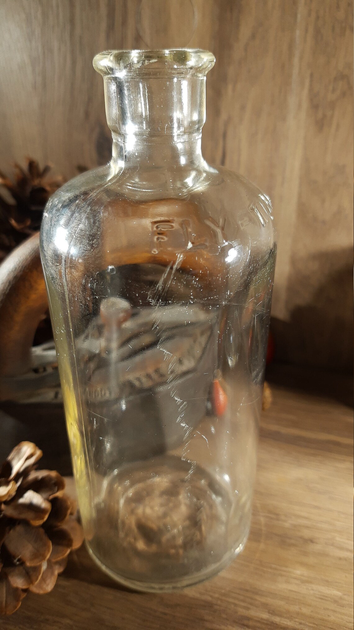 Antique Clear Glass Embossed 'FlyTox' Cork Top Etsy