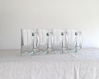 Jarras de vidrio vintage, jarras de cerveza, juego de 4