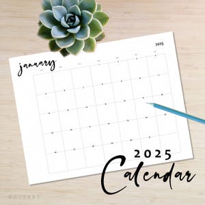 2025 Letter and A4 Horizontal Download & Printable PDF Monthly Calendar Planner