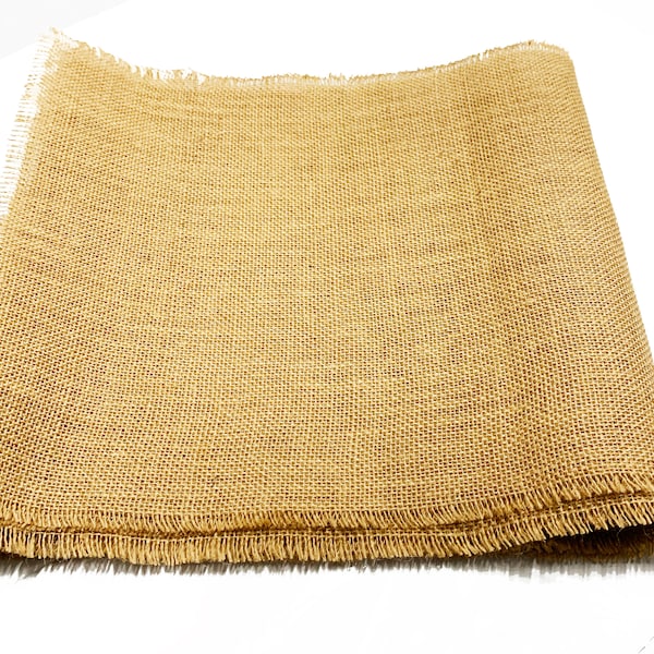 Burlap Table Runner, All Fringed frayed Edges, Jute Dining Table Runner, Farmhouse Runner, Rustic tan brown Runners, Wedding party Runners