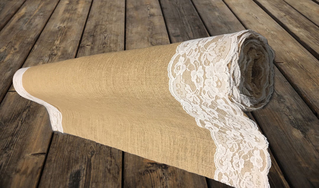 Wedding Aisle Runner in Burlap and Lace - Available in 40-inch and 48 ...