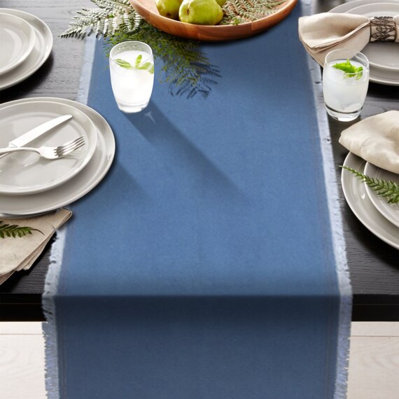 AAYU Blue Denim Table Runner 16 Inch X 108 Inch Premium Etsy