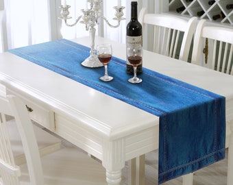 Blue Denim Table Runner, Farmhouse Runner, Party& Decor Runner, Home Premium Quality Stone Washed, Perfect for Wedding, Modern Dining Runner