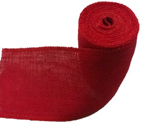red burlap ribbon