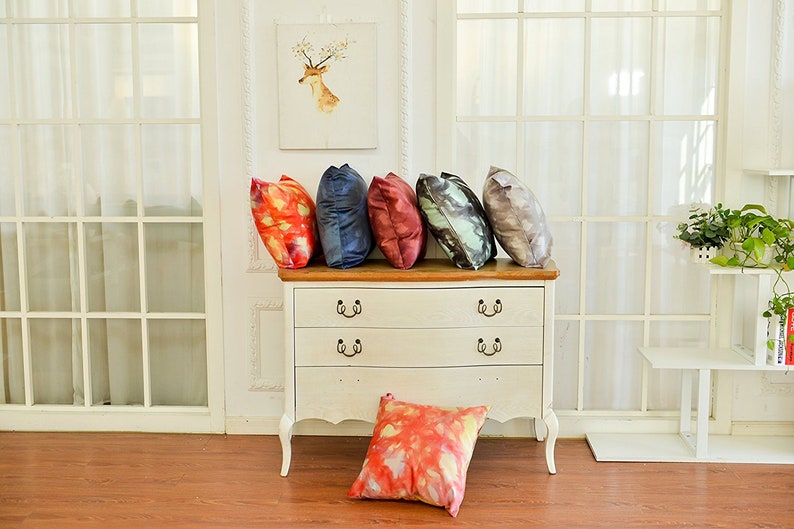 AAYU Square Pillow Covers 18x18 inch Velvet Base Soft Fabric Pack of 4 Trendy Pattern Printing on Both Sides
