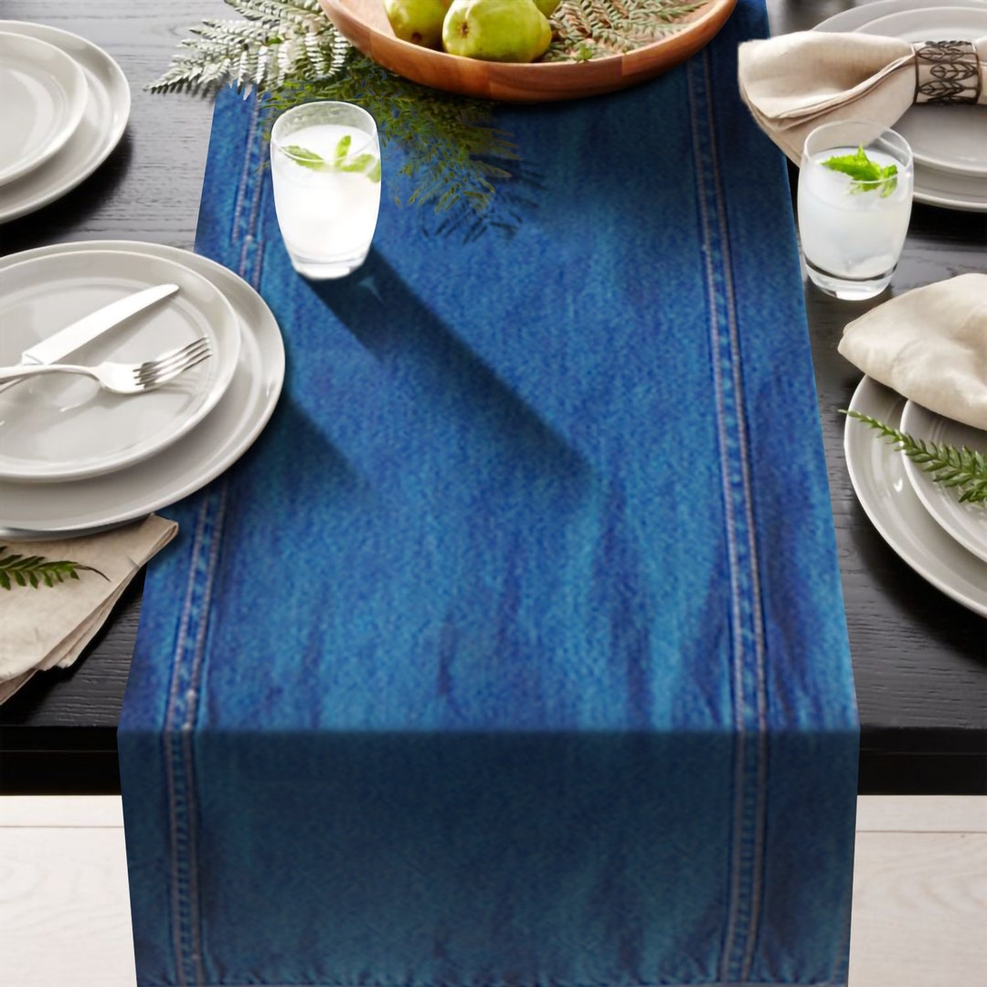 Blue Denim Table Runner, Farmhouse Runner, Modern Dining Runner, Home