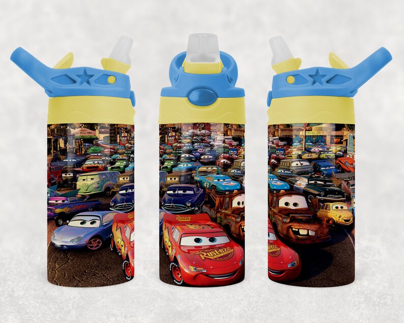Cars Lightning Mcqueen Mater Kids Flip Top Water Bottle Disney Etsy India